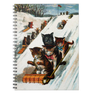 Vintage Toboggan-Katzen Notizblock