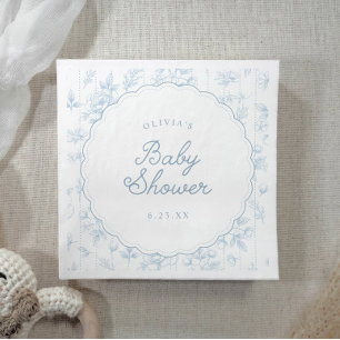 Vintage Toile Blaue Blumen-Baby-Shower Serviette