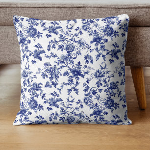 Vintage Toile Blaues Schleifen Schaukelpferd Baby  Kissen