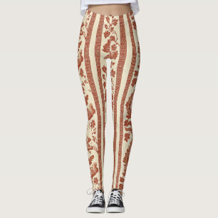 Vintage Toile de Jouy Blumengestreifen mit Huhn (2 Leggings