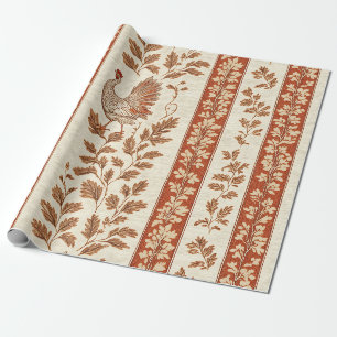 Vintage Toile de Jouy Blumengestreift mit Huhn (8) Geschenkpapier