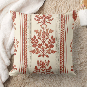 Vintage Toile de Jouy Blumengestreift - Terrakotta Kissen