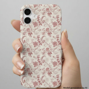 Vintage Toile De Jouy Staubrose-Muster  iPhone 16 Hülle