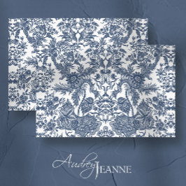 Vintage Toile Floral Navy Blau-Weiß Decoupage Seidenpapier
