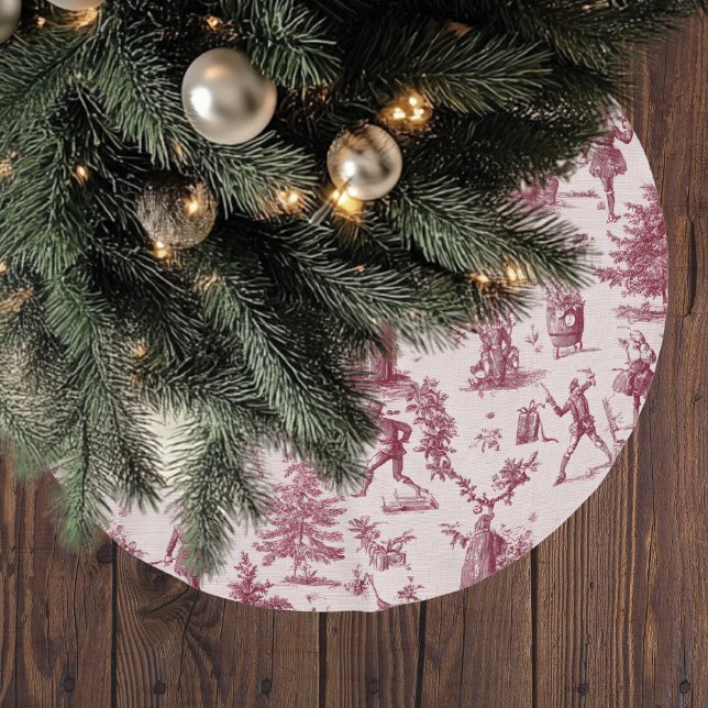 Vintage-Toile-Nussknacker-Weihnachten Polyester Weihnachtsbaumdecke (Von Creator hochgeladen)
