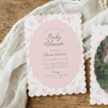 Vintage-Toile-Rosa-Blumen-Baby-Shower-Einladung