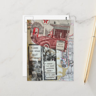Vintage-Toilette Frauen Mixed-Media-Collage Postkarte