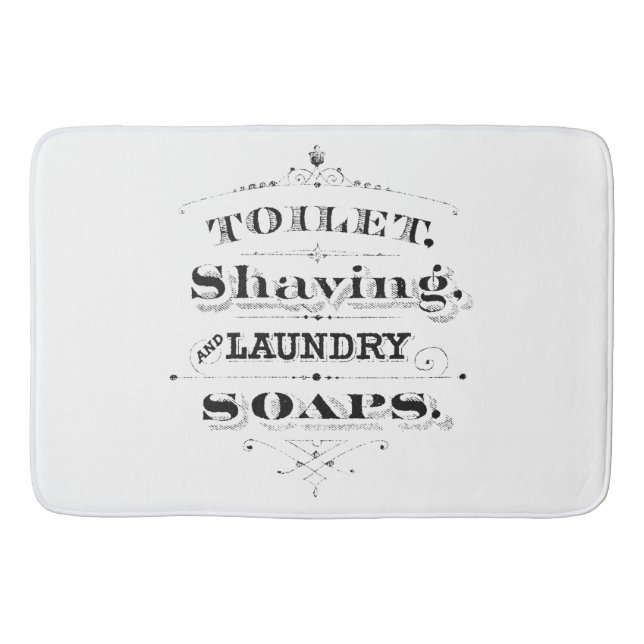 Vintage Toilettenartikel und Typografie Badematte (Vorderseite)