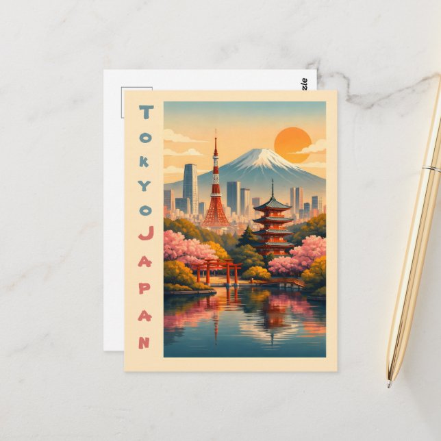 Vintage Tokio Japan Postkarte (Vorderseite/Rückseite Beispiel)