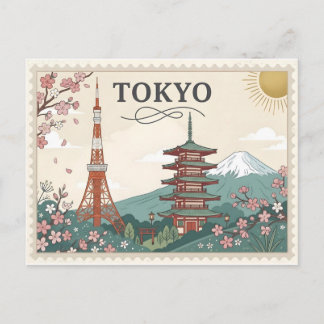 Vintage Tokyo Japan Travel Poster Art Postkarte