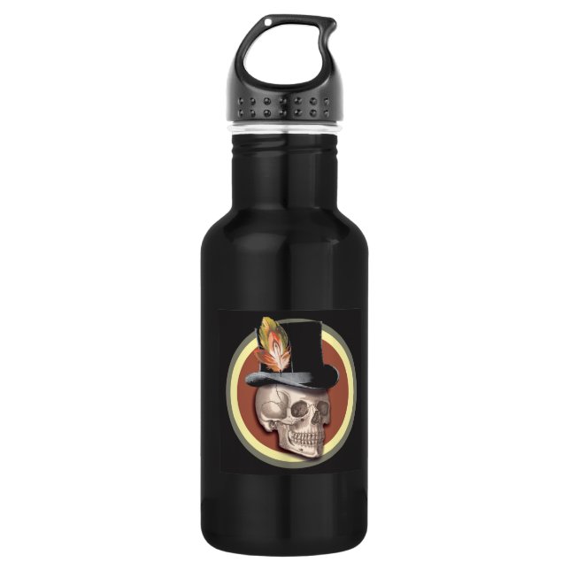 Vintage-Tolle-Hut-Totenkopf Trinkflasche (Vorderseite)