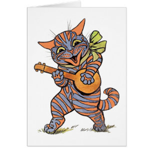 Vintage tolle musikalische Katzen-Karte Louis Wain