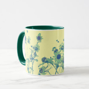 Vintage-Töne-Sonnenblumen-Tasse Grün Tasse