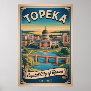 Vintage Topeka Kansas Retro-Reise Poster