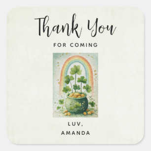 Vintage Topf mit Gold und Regenbogen Danke Quadratischer Aufkleber