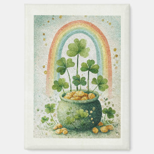 Vintage Topf mit Gold und Regenbogen Magnet