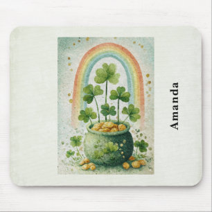 Vintage Topf mit Gold und Regenbogen Mousepad
