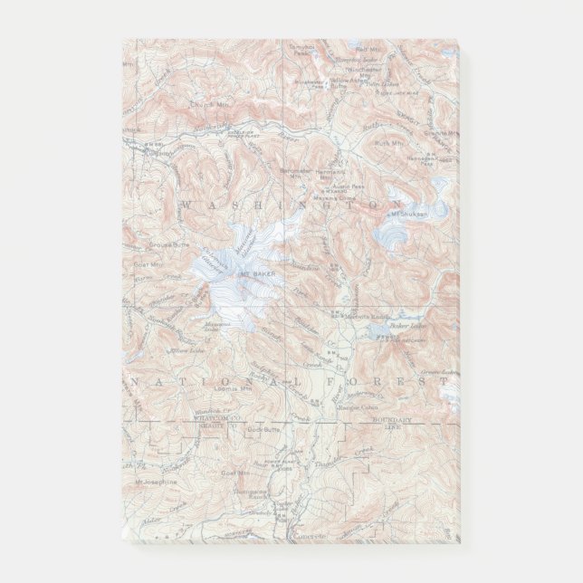 Vintage topografische Karte Mount Baker Post-it Klebezettel (Vorderseite)