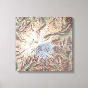 Vintage topographische Karte Washington des Mount Leinwanddruck