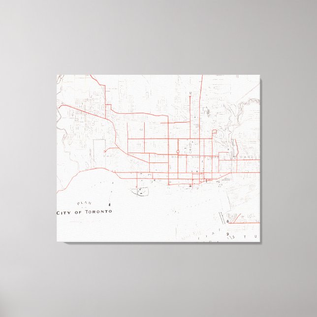Vintage Toronto Streetcar Map (1912) Leinwanddruck (Vorderseite)
