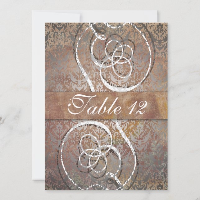 Vintage Toskana Damaske Elegante Tischnummer (Vorderseite)