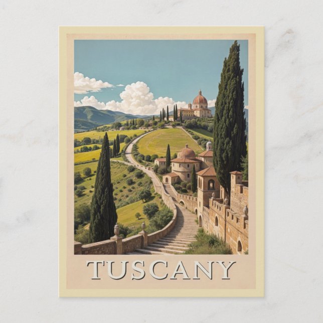 Vintage Toskana Italien Italien Villa Retro Postkarte (Vorderseite)