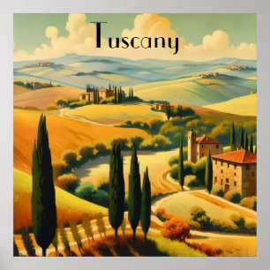 Vintage Toskana Landschaft Custom Text Poster