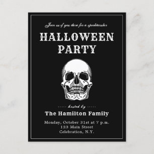 Vintage-Totenkopf-Halloween-Party-Einladung Postkarte