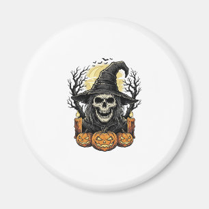 Vintage-Totenkopf-Hexe-Halloween-Kürbis-Vektor-Des Magnet
