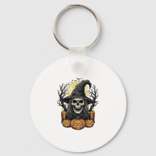 Vintage-Totenkopf-Hexe-Halloween-Kürbis-Vektor-Des Schlüsselanhänger