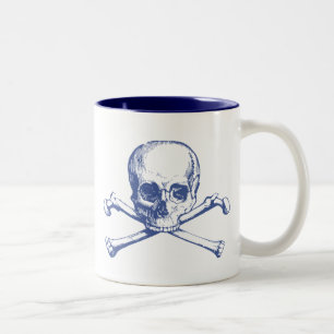 Vintage Totenkopf & Kreuzknochen Zweifarbige Tasse