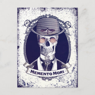 Vintage-Totenkopf-Kunst Memento Mori Postkarte
