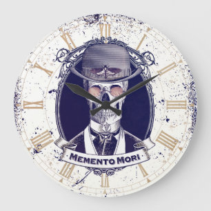 Vintage-Totenkopf-Memento-Mori-Wanduhr Große Wanduhr