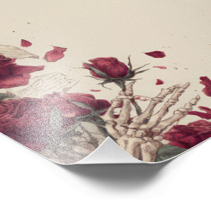 Vintage-Totenkopf-Skull-Liebes-Rote-Rosen-Collage Fotodruck