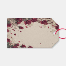 Vintage-Totenkopf-Skull-Liebes-Rote-Rosen-Collage Geschenkanhänger