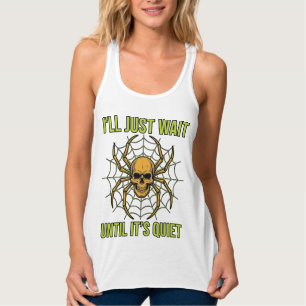 Vintage-Totenkopf-Spinne Lustiges Halloween-T-Shir Tank Top