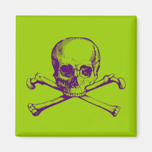 Vintage-Totenkopf und Kreuzknochen Magnet