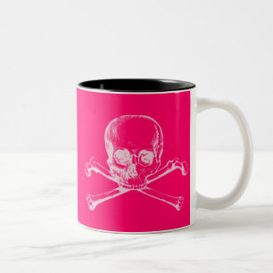 Vintage-Totenkopf und Kreuzknochen Zweifarbige Tasse