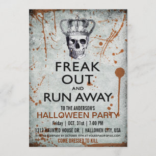 Vintage-Totenkopf- und Kronen-Halloween-Party-Einl Einladung
