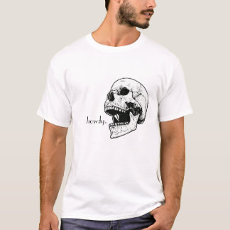 Vintage-Totenschädel mit einem lässigen "Hallo" T-Shirt