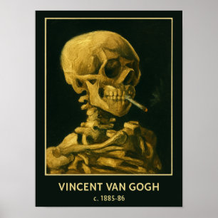 Vintage-Totenschädel rauchend – Einzigartige, von Poster