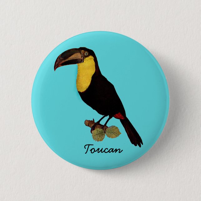 VINTAGE TOUKANISCHE BIRD. GELBE TOUKANISCHES BUTTO BUTTON (Vorderseite)