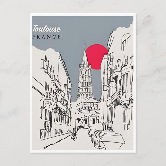 Vintage Toulouse Frankreich Tourismus Retro Postkarte (Vorderseite)