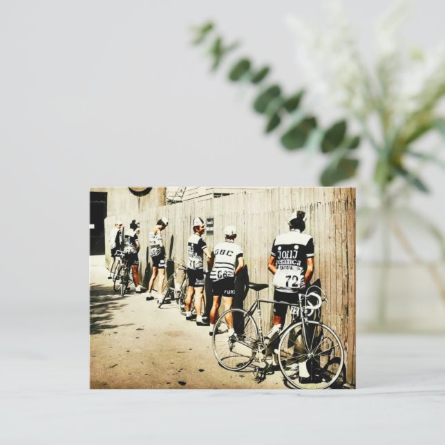 Vintage Tour de France - Radfahrerparade der 70er  Postkarte (Stehend Vorderseite)