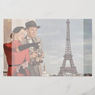 Vintage Touristen im Eiffelturm, Pariser Urlaub Briefpapier