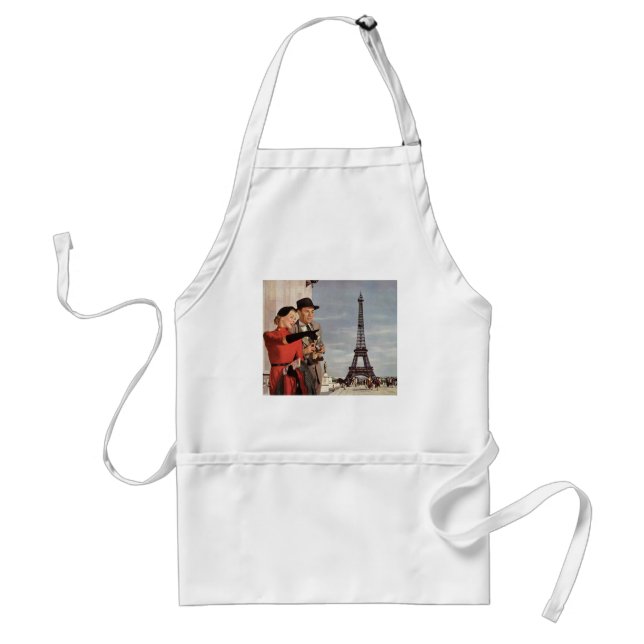 Vintage Touristen im Eiffelturm, Pariser Urlaub Schürze (Vorne)