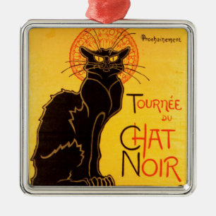 Vintage Tournee de Chat Noir Schwarze Katze Silbernes Ornament