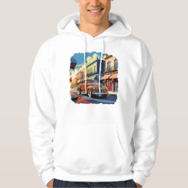 Vintage Town Street Illustration Hoodie