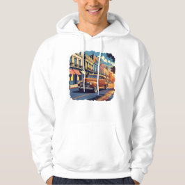 Vintage Town Street Illustration Hoodie
