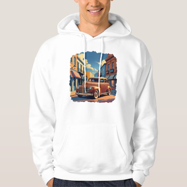 Vintage Town Street Illustration Hoodie